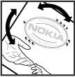 koracima: Provjera autentičnosti hologramske naljepnice 1 Kada gledate hologramsku naljepnicu, iz jednog biste kuta trebali vidjeti simbol društva Nokia ruku u ruci, a iz drugog logotip Nokia