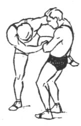 tehničko-taktičke komplekse i trenažne borbe ulaze: izvlačenje iz opasnog položaja (crtež 20), borba iz poluzahvata nakon što je partneru dignuta noga (crtež