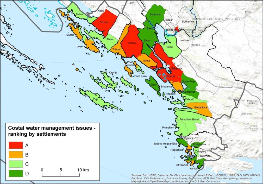 Obalni plan Šibensko-kninske županije Naglasci Procjena postojećeg stanja visoki postotak izgrađenosti na kopnu (20%) visoki postotak sekundarnog stanovanja (50%) izgrađenost u svrhu turizma, kao