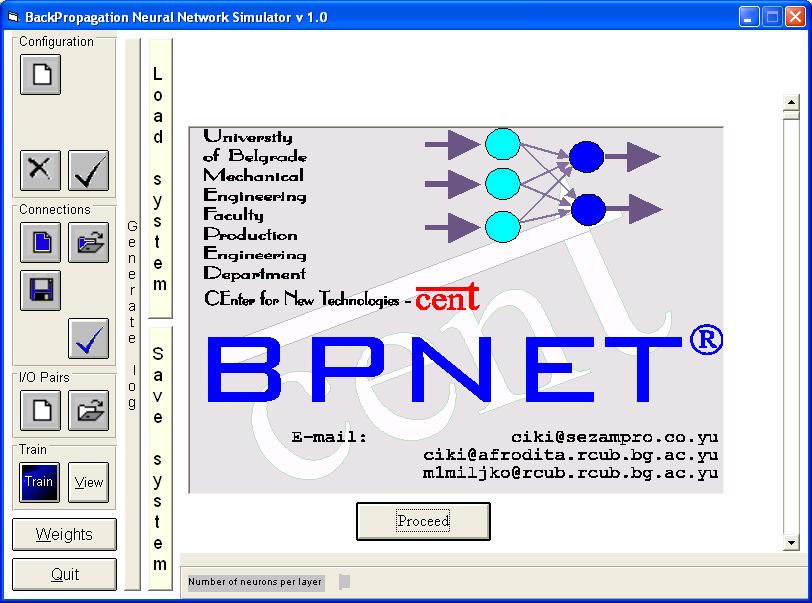 Софтвер за симулирање вештачких неуронских мрежа- BPnet У BPnet-у је спроведена стохастичка конвергенција; Реализовано је рескалирање вредности улазних и излазних неурона каоињиховонормирање,