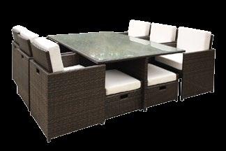 Dimenzije stola: 80x80x29cm Dimenzije bočne fotelje: 89x77.