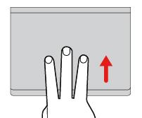Prevlačenje nagore sa tri prsta Stavite tri prsta na dodirnu pločicu, a zatim prevucite nagore da biste otvorili prikaz zadataka da biste videli sve otvorene prozore.