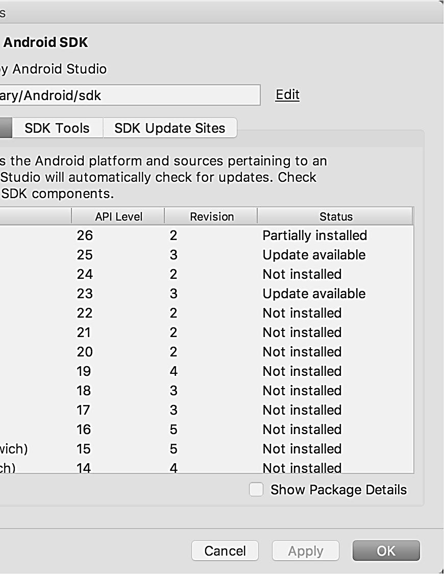 Kada je pozvan, biće prikazan Android SDK ekran sa okvirom za dijalog sa podešenim standardnim opcijama, kao što je prikazano na slici 2-4.