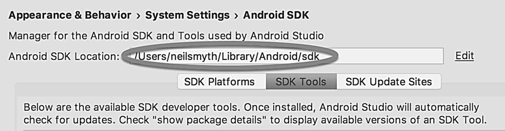 2.6 Učinite dostupnom komandnu liniju Android SDK alatki 9 2 6 Učinite dostupnom komandnu liniju Android SDK alatki U većini slučajeva pozadinske alatke Android SDK-a će biti dostupne unutar Android