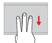 Prevlačenje nagore sa tri prsta Stavite tri prsta na dodirnu pločicu, a zatim prevucite nagore da biste otvorili prikaz zadataka da biste videli sve otvorene prozore.