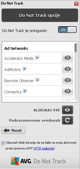8.3. Blokiranje procesa praćenja Pomoću lista svih mreža reklama/dugmadi društvenih mreža/web analize sada imate opciju da kontrolišete usluge koje treba da se blokiraju.