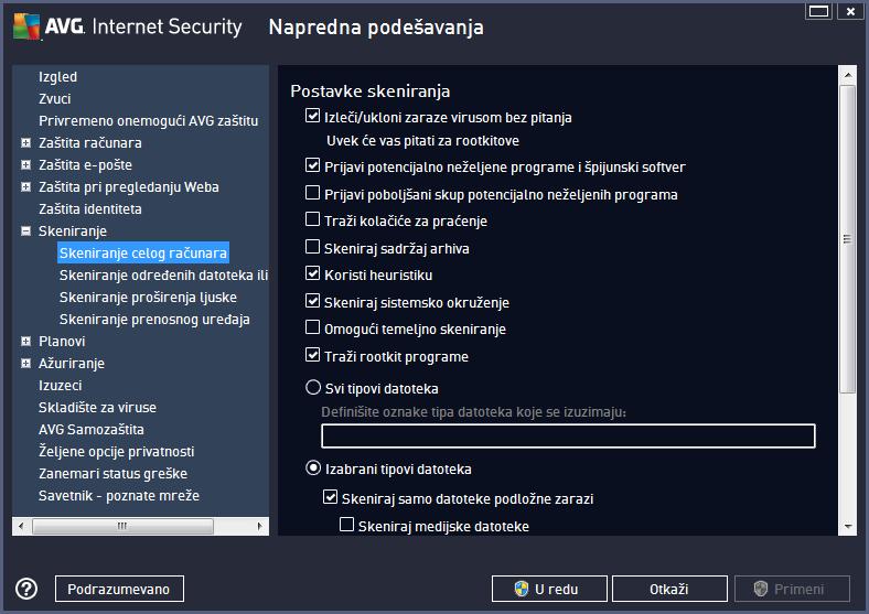 Shell Extension skeniranje posebno skeniranje izabranog objekta direktno iz programa Windows Explorer Skeniranje datoteka ili fascikli standardno unapred definisano skeniranje izabranih oblasti na