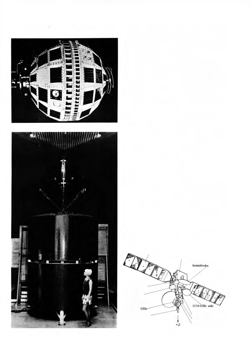 SATELITI, UMJETNI ZEMLJINI 7 promjenom kuta azimtita i elevacije pratili satelit dok je bio iznad horizonta. Dakako, veze su se mogle održavati samo kad se satelit vidio s obje stanice. SI. 14.