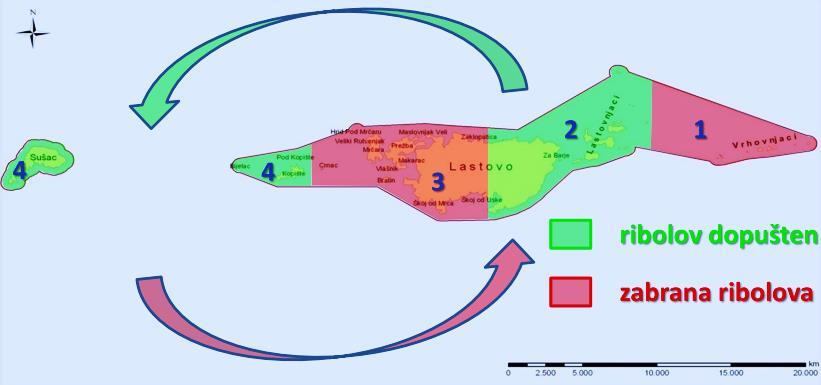 48 Slika 21. Karta ribolovnih zona, područje Parka prirode Lastovsko otočje Izvor: Studija procjena stanja priobalnih ribolovnih resursa PP Lastovsko otočje, IOR Split (2011.