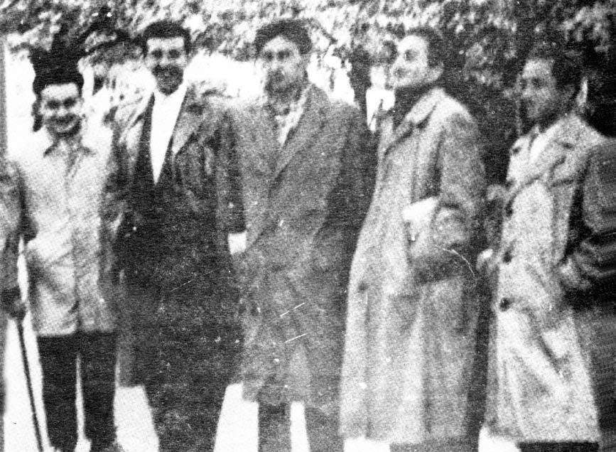 Grupa Četvorica, Banja Luka 1959. godine. S lijeva na desno: Dušan Simić, nepoznata osoba, Enver Štaljo, Alojz Ćurić i Bekir Misirlić / Art group Četvorica, Banja Luka, 1959.