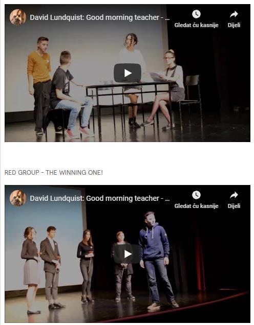 Videos of drama performances - učenjem složenog teksta na engleskom jeziku i priprema izvedbe u mješovitim