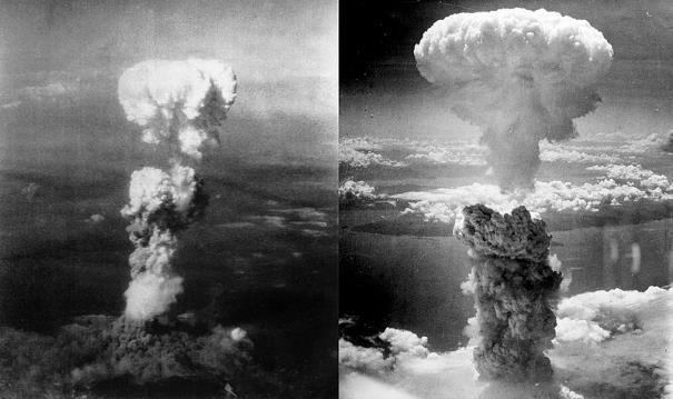 Sl.5. Atomska bomba ; Ngasaki i Hirošima Na Hirošimu je atomska bomba bačena 6. kolovoza, a na Nagasaki 9. kolovoza (Sl.5.). Također, 9.