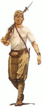 Sl.9. Vojnik kopnene vojske 1941. Sl.10. Vojnik kopnene vojske 1941 Vojnik kopnene vojske 1941 Tenk postrojba: Članovi tenk posrojbe nosili su standardnu kacigu i naočale.