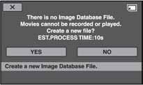 Nakon što uložite novu "Memory Stick PRO Duo" karticu, na LCD zaslonu se pojavi prozor [Create a new Image Database File].