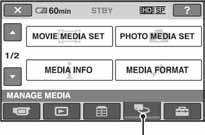 Uporaba medija za snimanje K (MANAGE MEDIA) kategorija Ova kategorija omogućuje uporabu tvrdog diska ili "Memory Stick PRO Duo" kartice za različite svrhe.