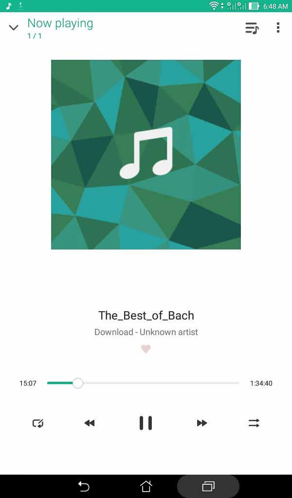 Aplikacija Music Aplikacija Glazba automatski traži glazbene datoteke u unutarnjoj i vanjskoj memoriji vašeg ASUS tableta.