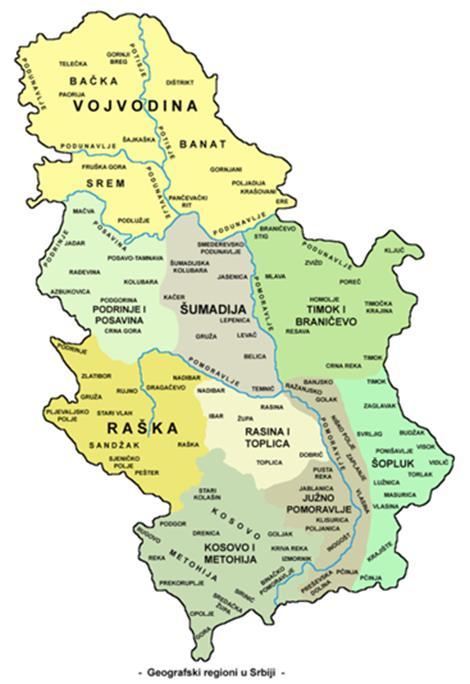 ВОДНИ РЕСУРСИ РЕПУБЛИКЕ СРБИЈЕ Србија се налази у централном делу Балканског полуострва, заузимајући укупну површину од 88.