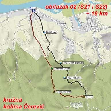 Старт пешачења био је око 07:50 часова из Черевића од католичке цркве (84 мнв).
