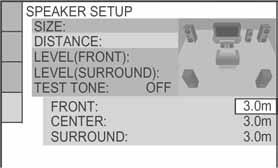 13 Tipkama X/x odaberite udaljenost surround zvučnika od mjesta za slušanje i pritisnite ENTER. Možete podesiti udaljenost od 0 do 7 metara.