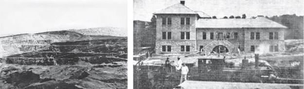 Ugljevik, površinski kop uglja, direkcija rudnika i utovarna stanica, 1921. Sagrađena je zgrada direkcije rudnika 1921, podstaknuta i podržana izgradnja rudarskog naselja 1929.