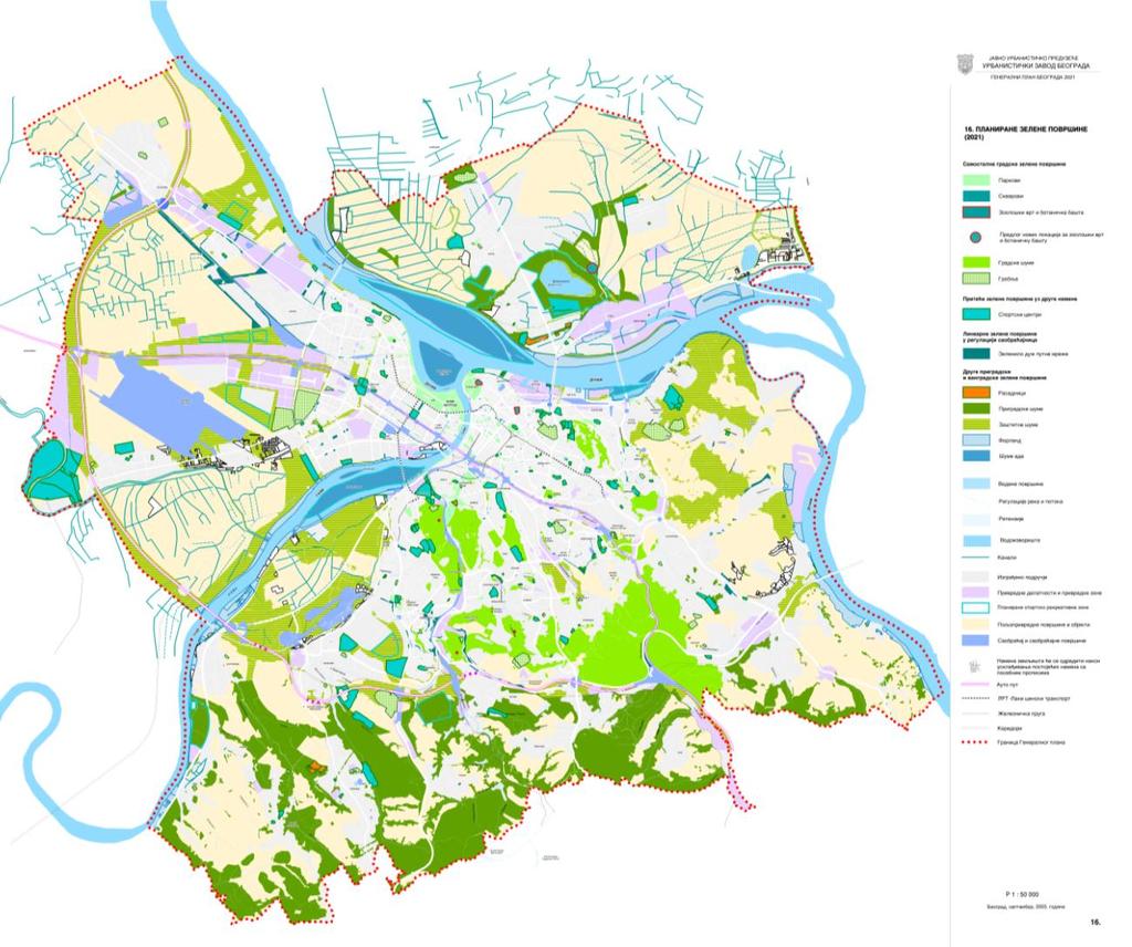 Слика 1 Планиране зелене површине (2021), ГП Београда 2021. 5.4.