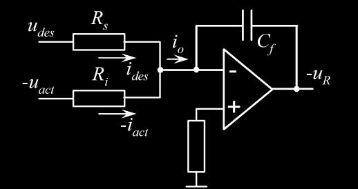 Напон на улазу стварне вредности у детектор сигнала грешке u act задаје се у облику одскочне промене, док је u es=0.