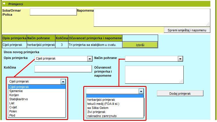 ili eventualno napomenu o primjerku ukoliko je to nuţno u predviċeno polje za opis.