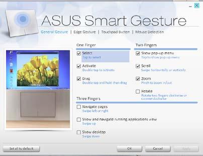 3. U prozoru za ASUS Smart Gesture, označite geste koje želite omogućiti u Tri prsta. 4.