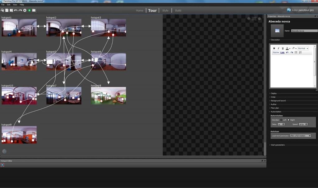 Slika 4. Primjer izrade virtualne šetnje u programu Panotour Pro 2.3 