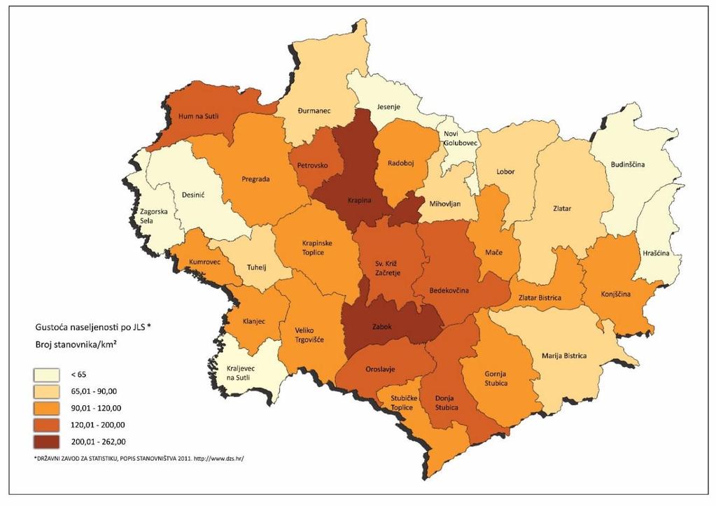1.5. STANOVNIŠTVO Prema rezultatima posljednjeg Popisa stanovništva iz 2011. u 423 naselja Krapinsko - zagorske županije živjelo je 132.892 stanovnika, u odnosu na 142.432 zabilježenih 2001.