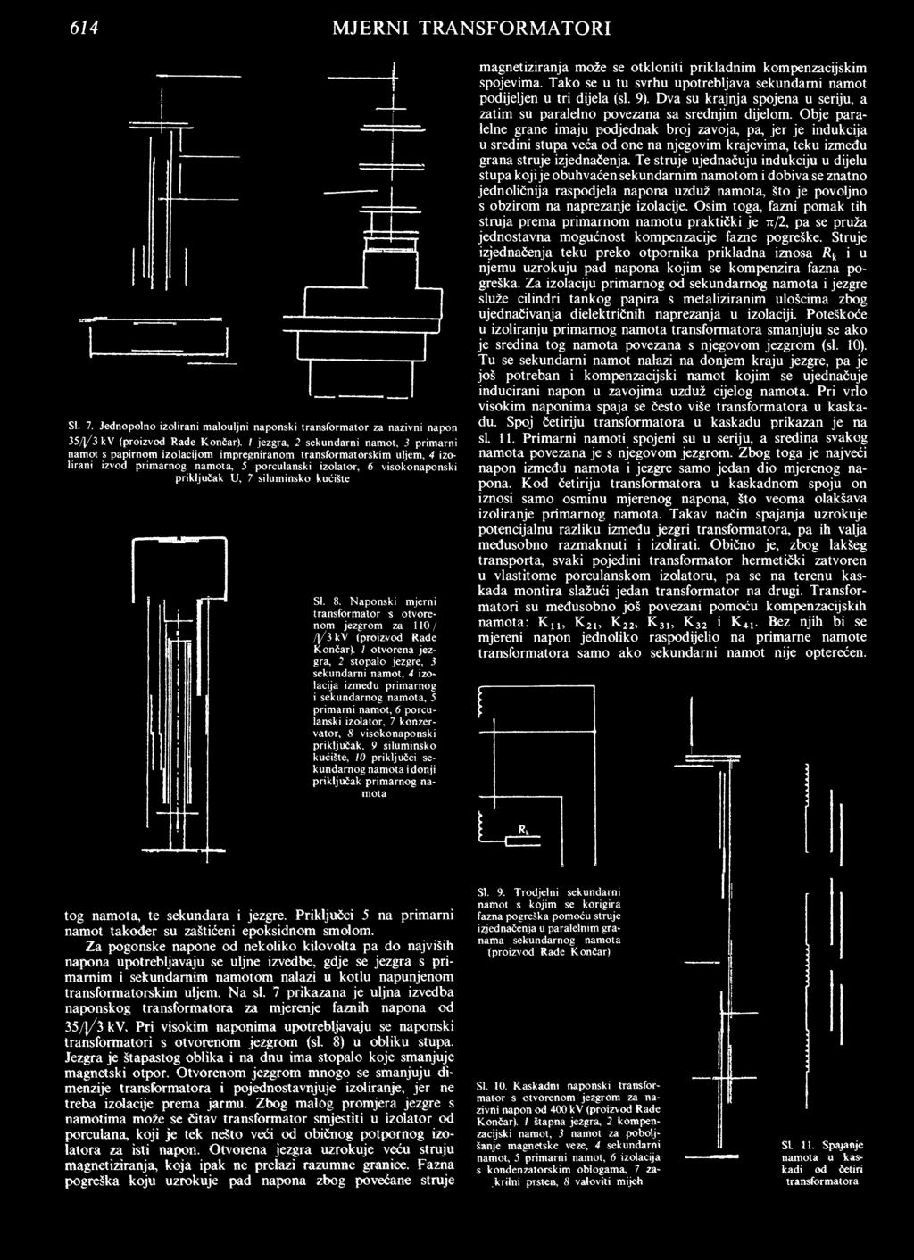 7 silum insko kućište SI. S. N aponski mjerni transformator s otvorenom jezgrom za 110 / Д /З kv (proizvod Rade Končar).