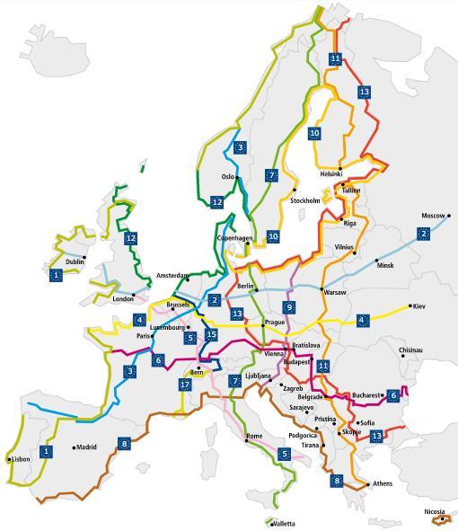 Бициклистички туризам Мрежа европских бициклистичких путева ( EuroVelo ) (извор: http://www.eurovelo.