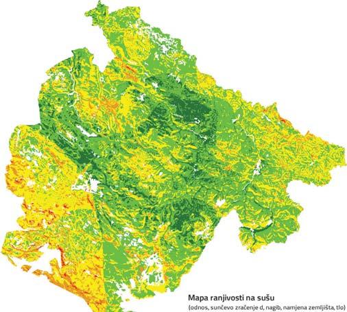 Slika 4.6 Ranjivost poljoprivrednih oblasti na sušu za period osmatranja 1971 2000.