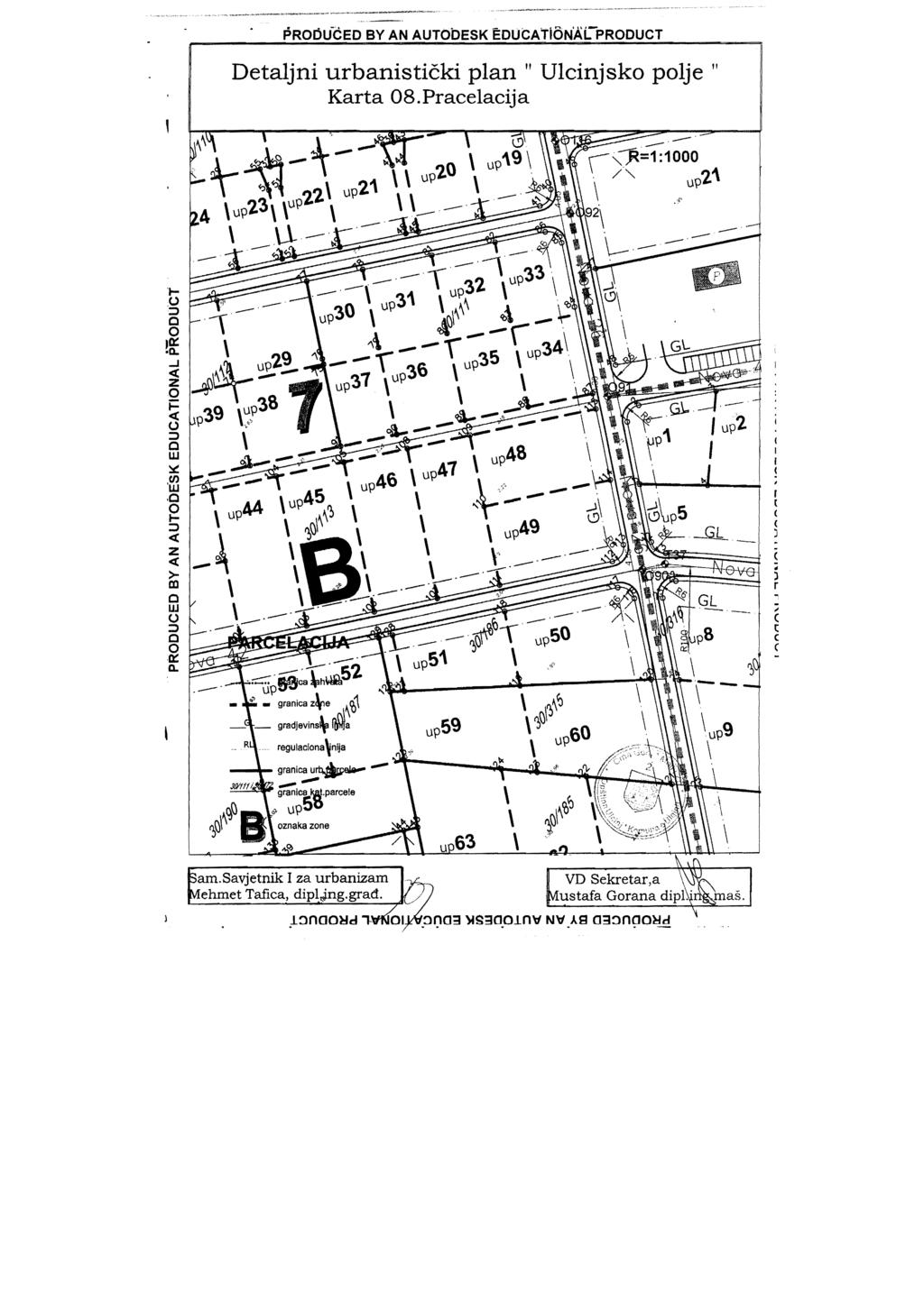 PRODU CED BY AN AUTODESK EDUCATiON'ALPRODUCT Detaljni urbanistiki plan" Ulinjsk plje " Karta 08.