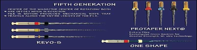 10.5. Peta generacija Peta generacija endodontskih rotirajućih instrumenata ima jednu inovativnu osobinu koja određuje efikasnost oblikovanja kanala. To je pomijeranje centra mase ili centra rotacije.