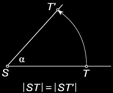 Rotacija Rotacija oko točke S za kut α jest preslikavanje koje svakoj točki T ravnine (različitoj od točke S) pridružuje točku T na sljedeći način: - pravci ST i ST su krakovi kuta α ( TST = α) -
