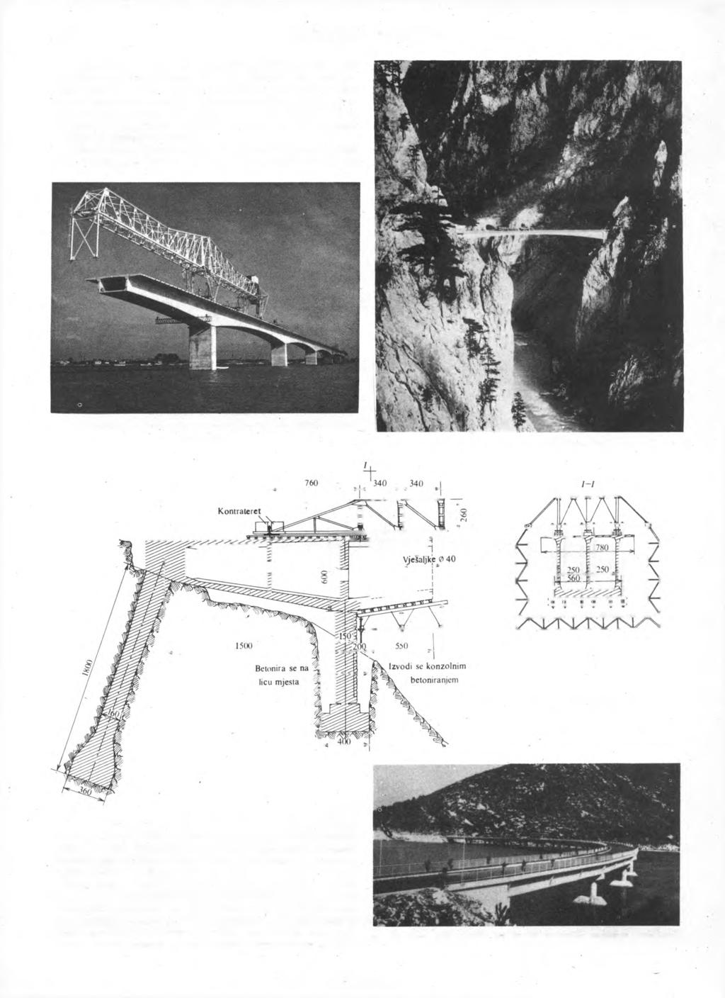 710 MOSTOVI, MASIVNI Preko rijeke Neretve kod Rogotina izgrađen je 1966. most od prednapregnutog betona (sl. 212). Središnji dio ima raspone 55 4-110 + 55 m.