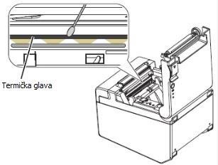2. Izvučemo malo papira i zatvorimo poklopac. Kada je štampač uključen, papir u rolni se automatski odreže. Slika 6: Zatvaranje poklopca za papir u rolni 3.