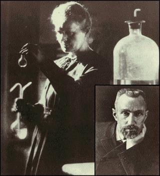 Pierre Curie(1859-1906) Marie Curie(1867-1934) Naziv radioaktivnost prvi put spominje M. Curie. 1895. g. Curievi su radili eksperiment kemijske ekstrakcije urana iz rude.