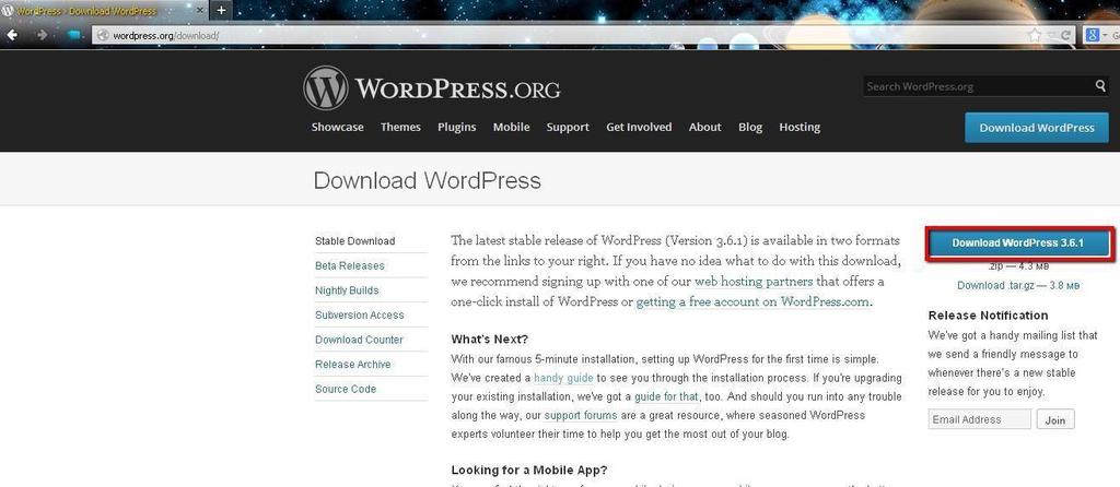 1.KORAK Da biste instalirali Wordpress, najprije morate preuzeti najnoviju verziju programa s web stranice WordPressa koju