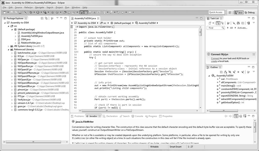 There are many different releases but to make sure that important libraries and features are included, Luna is chosen. Figure 40 illustrates basic layout of Eclipse.