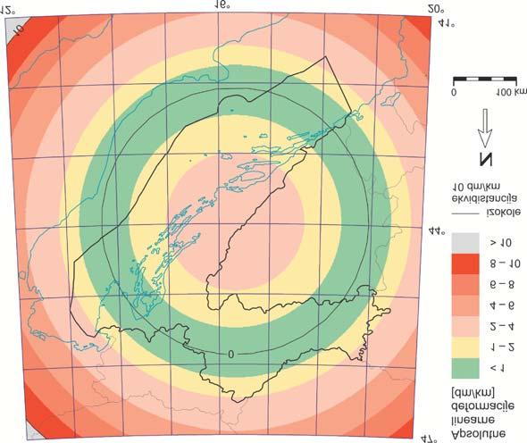168 Tutiæ, D.: Konformne projekcije za Hrvatsku s najmanjim, Geod. list 2010, 3, 157 173 Slika 7. Linearne deformacije u optimalnoj stereografskoj projekciji.