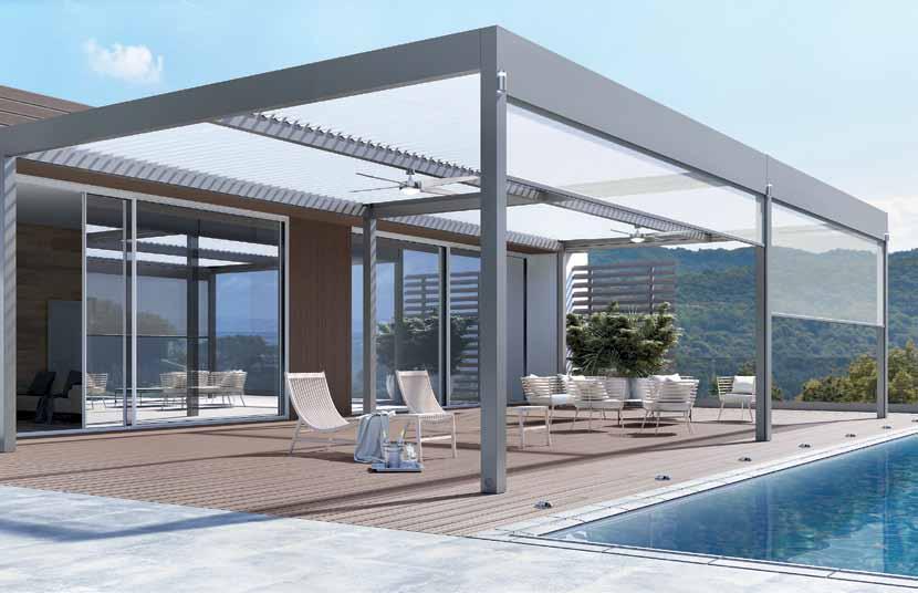 verziji. The MYKONOS model is more than a classic choice for controlled solar shading and total rain protection.