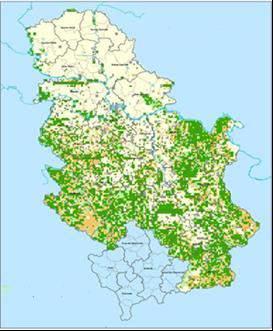 Prostorna rasprostranjenost šuma u Srbiji (NIŠ 2008) Visoke šume zahvataju 27,6% teritorije, izdanačke šume 64,6%, neplodno šumsko zemljjište, grmlje i šumske plantaže