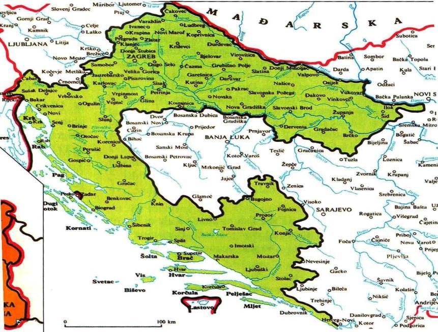 A. Nazor: Kontinuitet velikosrpske politike Zemljovid Banovine Hrvatske (preuzeto iz: Ljubo Boban, Croatian Borders 1918-1993, Školska knjiga HAZU, Zagreb, 1993., 43.