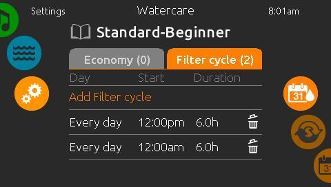 Modificiranje rasporeda Za modificiranje kategorije Njega vode (Water Care), dodirnite ikonu s olovkom s desne strane željene opcije kako biste otvorili izbornik Njega vode.
