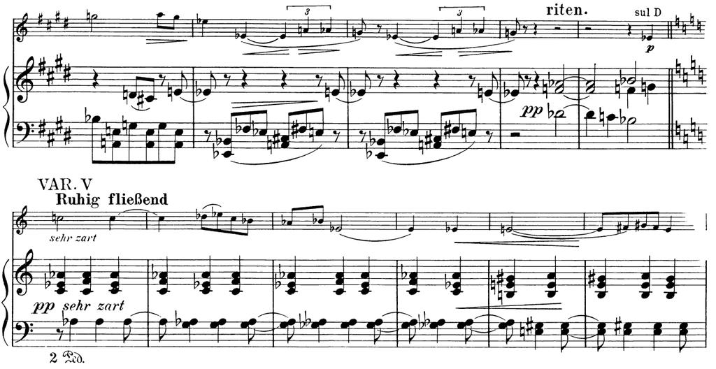 varijaciju Glazba se potpuno smiruje prije nego što viola uvodi temu poznatu iz prethodnog stavka.
