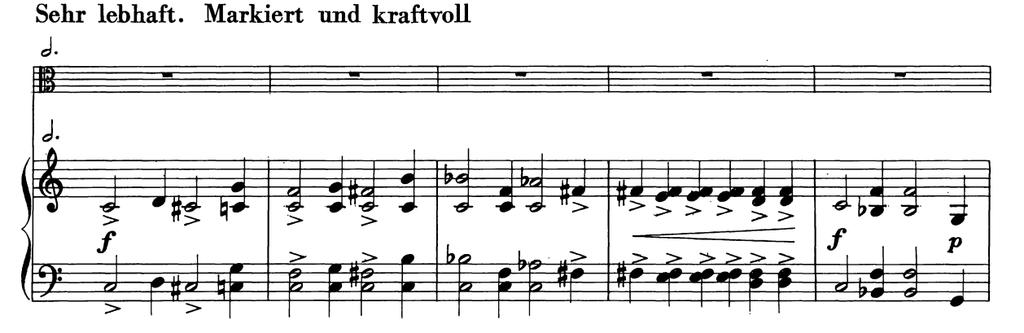 Slika 3.12. Početak I. stavka Za razliku od virtualnog kontinuiteta prve sonata gdje glazba neprekinuto teče iz jednog stavka u drugi, stavci ove sonate vrlo su kontrastirani i definirani.