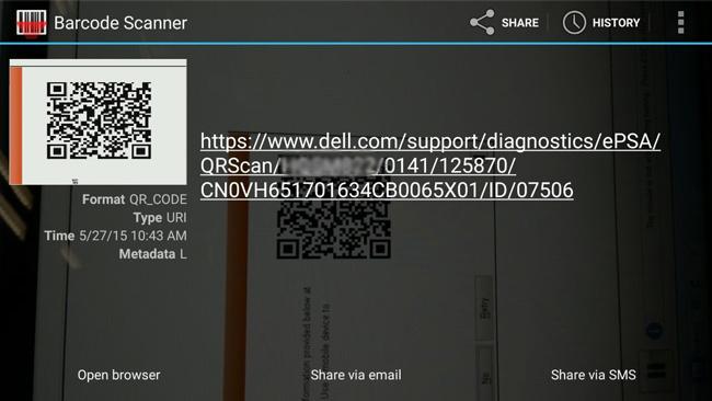 Generirana poveznica odvest će klijenta do web mjesta za podršku tvrtke Dell na kojem se nalaze sljedeće informacije: Potvrda koda pogreške i posljedica rezultata.