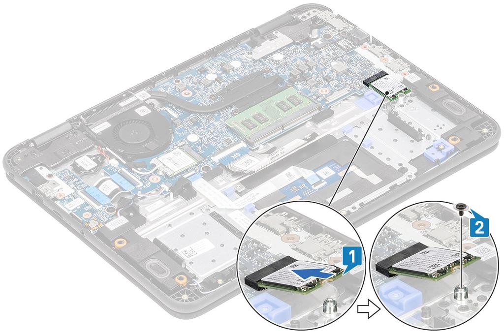 Slika 13. M.2 2230 SSD 2 Ugradite: a micro-sd kartica b poklopac kućišta c baterija 3 Slijedite upute u odlomku Nakon rada na unutrašnjosti računala.